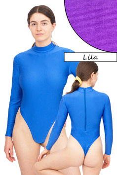 Damen Stringbody RRV+Kragen lange Ärmel lila