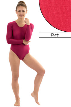 Damen Body Druckverschluss lange Ärmel Rundhals rot