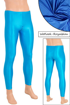 Herren Wetlook Leggings mit Schritt-RV royalblau