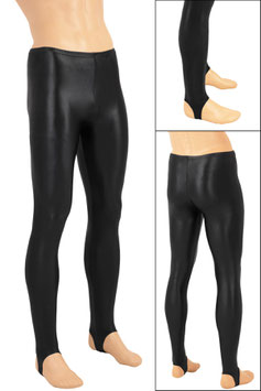 Herren Wetlook Leggings mit Steg schwarz