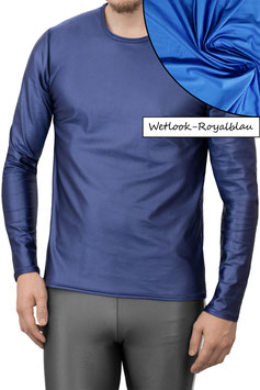 Herren Wetlook T-Shirt lange Ärmel Comfort Fit royalblau