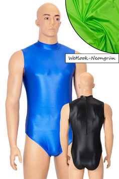 Herren Wetlook Body ohne Ärmel Rücken-RV neongrün