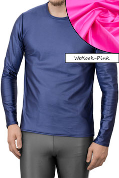 Herren Wetlook T-Shirt lange Ärmel Comfort Fit pink