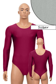Herren Stringbody lange Ärmel silber