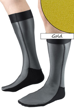 Socken mittellang Gold mit schwarzer Sohle