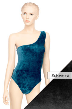 Damen Samt Body One-Shoulder asymmetrisch ohne Ärmel schwarz