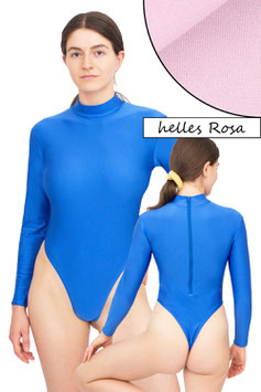 Damen Stringbody RRV+Kragen lange Ärmel helles rosa