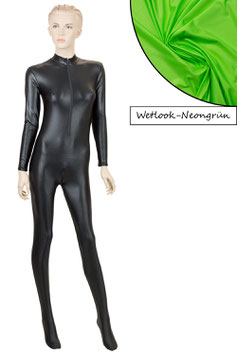 Damen Wetlook Ganzanzug FRV+SRV+Fuß neongrün