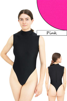 Damen Stringbody RRV+Kragen ohne Ärmel pink