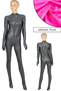 Damen Wetlook Ganzanzug RRV+SRV+Hand+Fuß pink