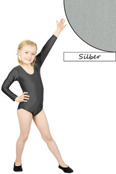 Kinder Gymnastikanzug lange Ärmel silber