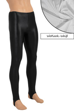 Herren Wetlook Leggings mit Steg weiß