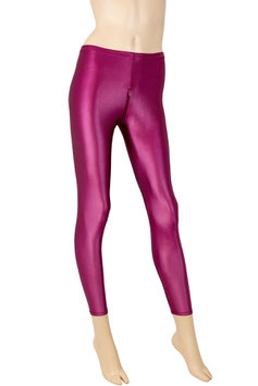 Damen Wetlook Leggings mit Schritt-RV bordeaux
