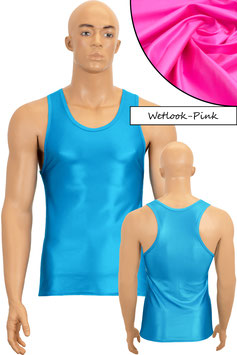 Herren Wetlook Boxerhemd Slim Fit pink