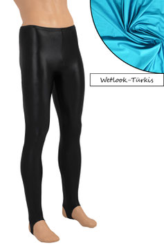 Herren Wetlook Leggings mit Steg türkis