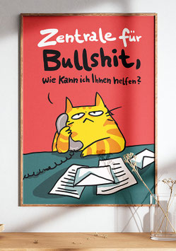 Dicke-Katze-Poster „Zentrale für Bullshit“
