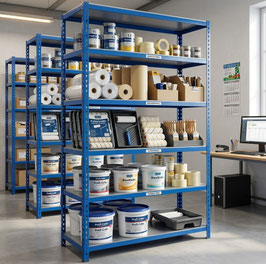 Castillan-Steel Metall Schwerlastregal | 180kg Fachlast | Made in Spain | Blau / Verzinkt