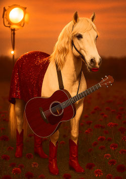 Postcard "The Red Swiffa - HORSE AT HOME"