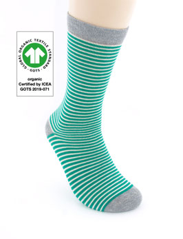 1 Paar Bio-Baumwolle Socken Ringel grün