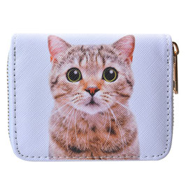 PORTEFEUILLE MET ROSSE KAT  IN KUNSTLEDER MERK CLAYRE & EEF