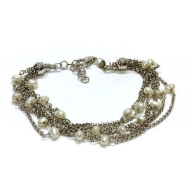 Bracciale donna argento 925/1000 rodiato e perle.