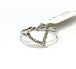 Anello Cuore oro bianco 750/1000 con zirconi.