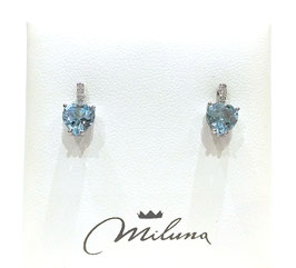 Orecchini Miluna in oro bianco 750/1000, topazi azzurri e diamanti naturali.