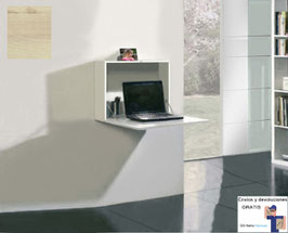 Escritorio de pared puerta abatible 100x53x25cm - Color Haya Natural.