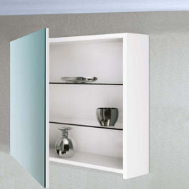 Armario espejo con estantes cristal - Blanco Soft