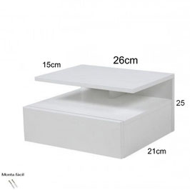 Mesita de noche flotante ALFA Especial 26x25x21cm - Color Roble Ortegal