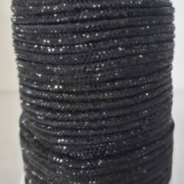 Cordino Strass 4mm Nero/Nero 1 metro