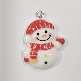 Ciondolo Natale Pupazzo Neve Rosso 25x32mm
