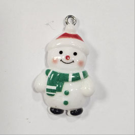 Ciondolo Natale Pupazzo Neve Verde 20x33mm