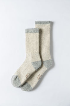 ひつじナチュラルウール (ナチュラルベイジュホワイト×爪先＆踵ライトグレー厚手)  Sheepwool socks 羊毛靴下　保温性抜群・蒸れない・あったか！