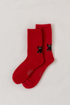 赤ネコ薄手 Sheepwool socks 羊毛靴下　保温性抜群・蒸れない・あったか！