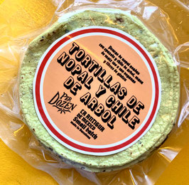 TORTILLAS  CON NOPAL Y CHILE DE ARBOL