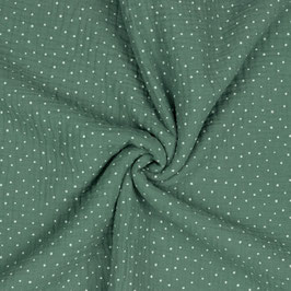 DOUBLE GAUZE LITTLE DOTS - OLD GREEN