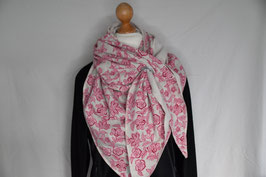 Dreieckstuch mit Floraldruck in Rosa/weiss
