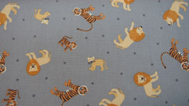 Baumwolle - LIONS AND TIGERS ON GREY - Z218