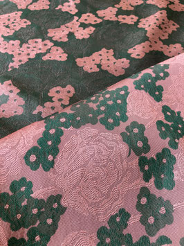 Brokat Jacquard - Flores grün/altrosa - MI101