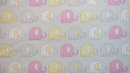 Baumwolle - PINK GREY ADORABLE ELEPHANT - Z220