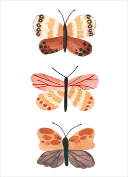 'Vlindertjes in roest/rosé tinten' ansichtkaart