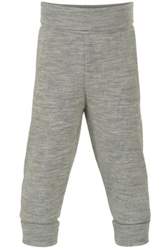 hellgrau melange Babyhose mit Nabelbund - Wolle / Seide