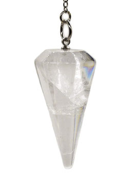 Pendel: Bergkristall rund Kunststoff-Schutzhülle (HxB: 40x10cm)