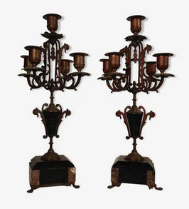 Paire de chandeliers 5 branches bronze Napoléon III