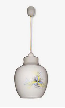 Suspension lustre luminaire vintage en verre opalin blanc années 1960