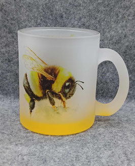 Glasbecher mit Bienenmotiv – satiniert mit Farbverlauf