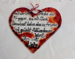 Glasherz mit Spruch