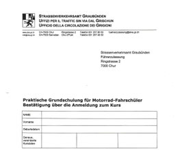 Anmeldebestätigung zum Motorradgrundkurs