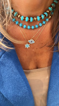 COLLIER BLEU/VERT/TURQUOISE